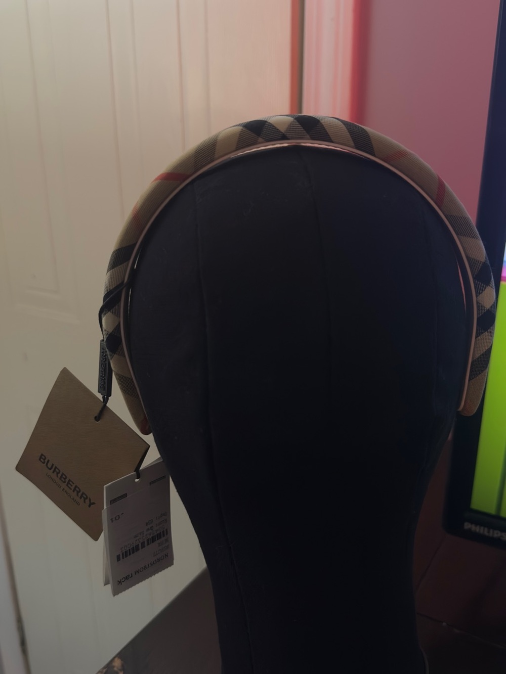 Burberry Beige and Black Vintage Check Headband